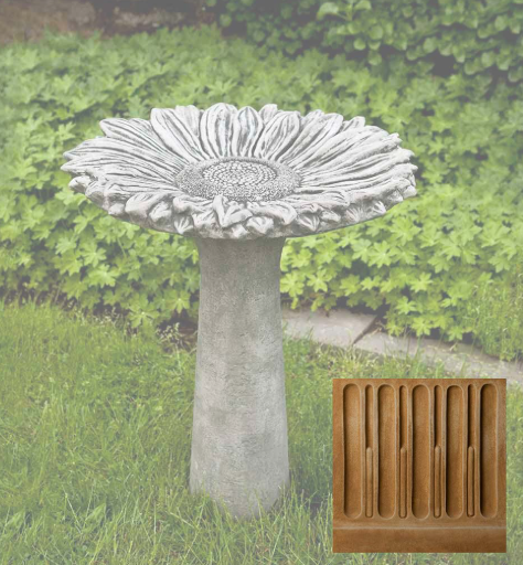 Sunlit Bronze Bloom Birdbath